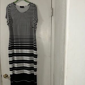 Lane Bryant Black and White Striped Maxi Dress